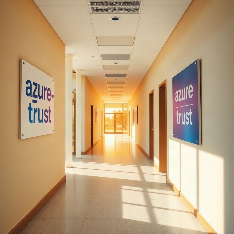 Sunlit Kenyan office corridor with Pandauecho signage